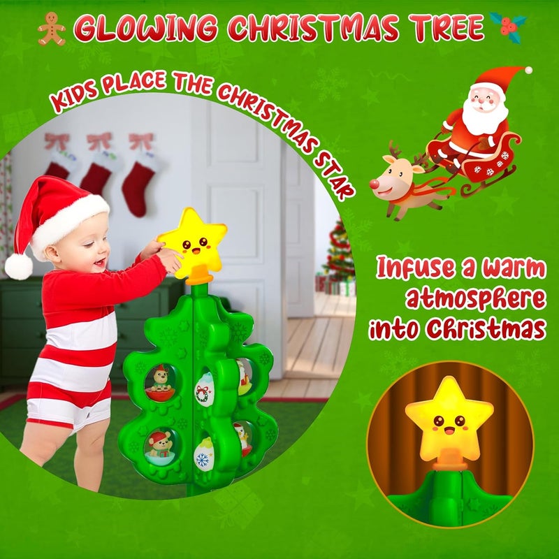 Handwell My First Christmas Tree for Kids, Light Up Star Musical Toy Toddler Christmas Tree Decoration Toy Set with Colorful Ornaments DIY Train&Track, Roly Poly Toys, Finger Puppets Xmas Gifts for Boys Girl - Image 5